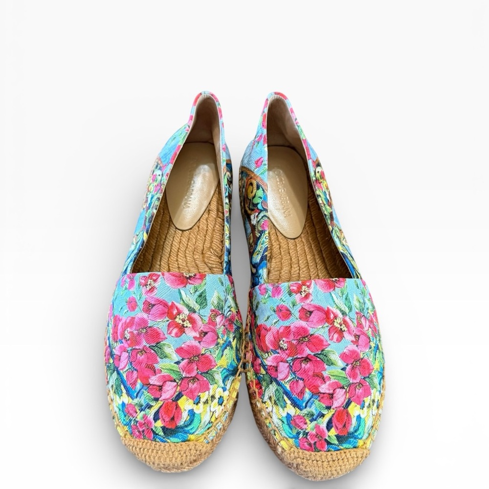 Dolce & Gabbana Multicolor Floral Print Fabric Espadrille Flats EU 40 US 10 - Picture 7 of 14